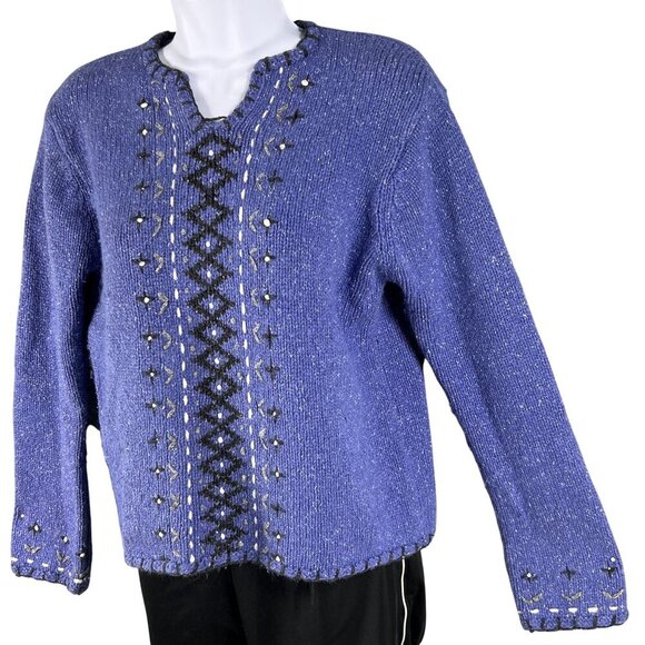 Nomadic Traders Womens S Silk Angora Blend Sweater Embroidered Quiet Luxury - Picture 7 of 16